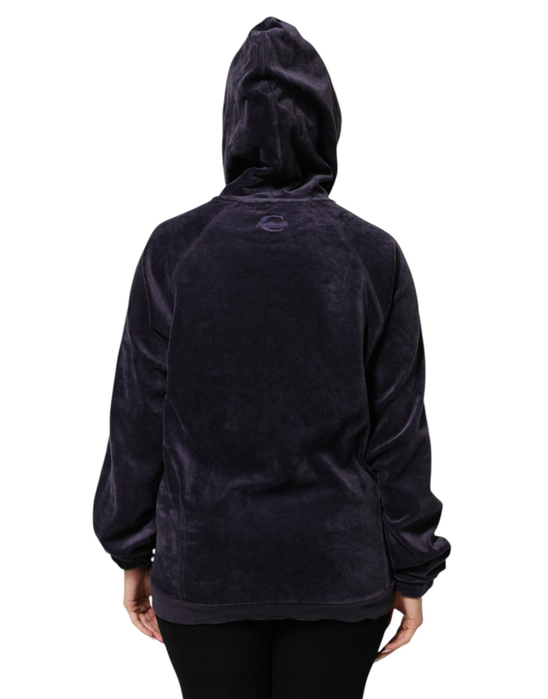 Cavalli Class Purple Cotton Blend Velvet Zip-Up Hoodie Sweatshirt Sweater - RIMODA
