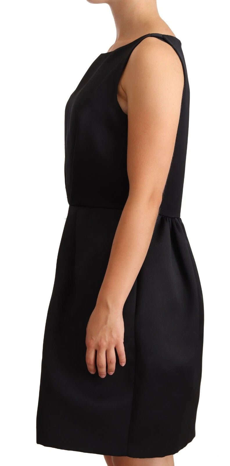 Cédric Charlier Black Sleeveless Pleated Aline Knee Length Dress - RIMODA