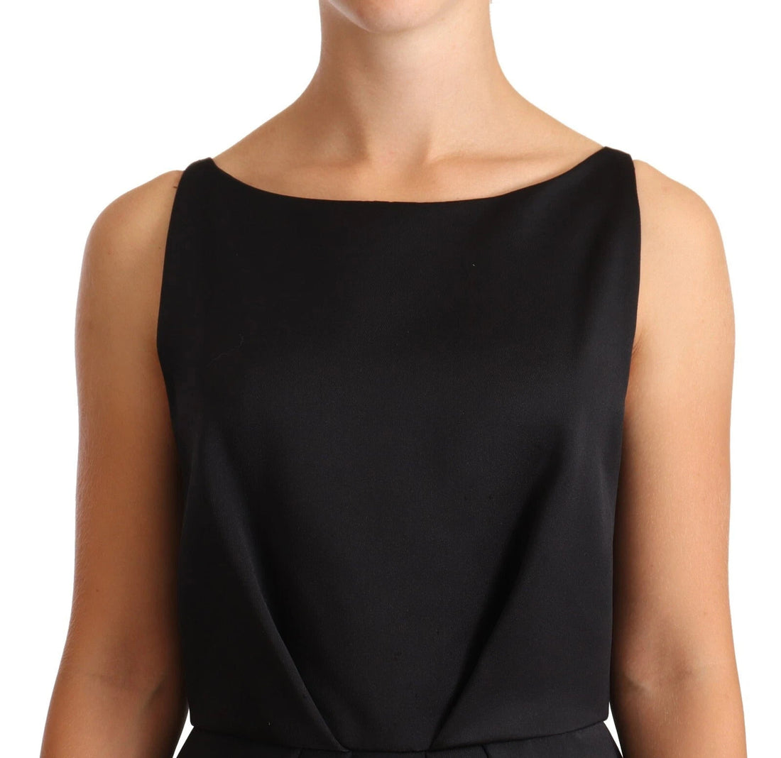Cédric Charlier Black Sleeveless Pleated Aline Knee Length Dress - RIMODA