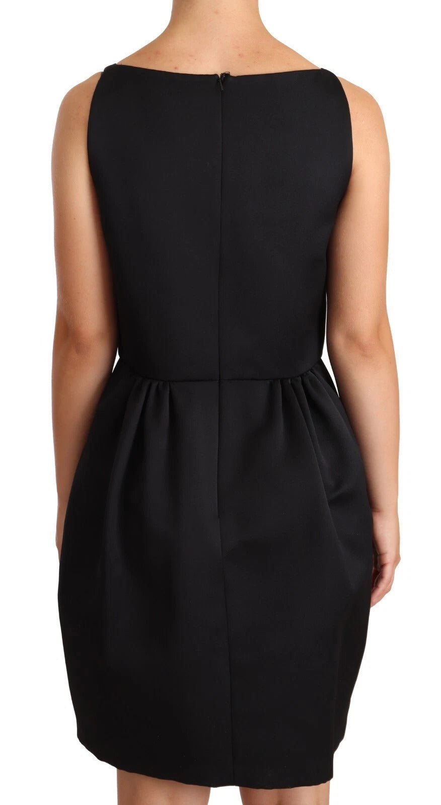 Cédric Charlier Black Sleeveless Pleated Aline Knee Length Dress - RIMODA