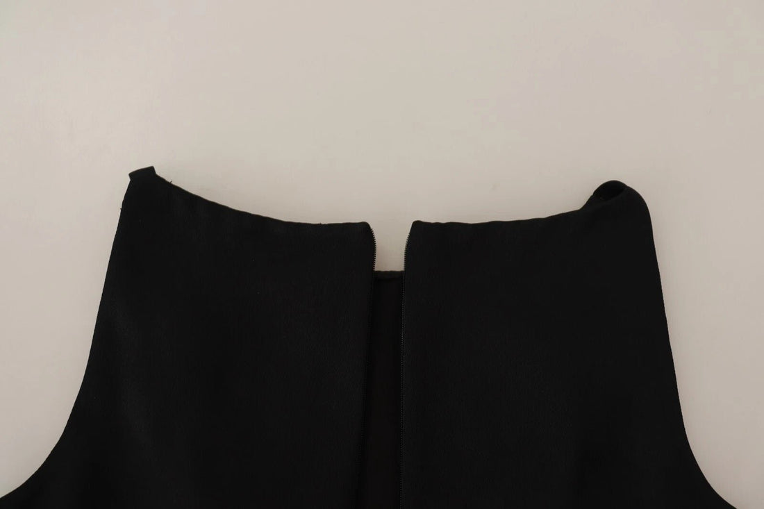 Cédric Charlier Black Sleeveless Pleated Aline Knee Length Dress - RIMODA