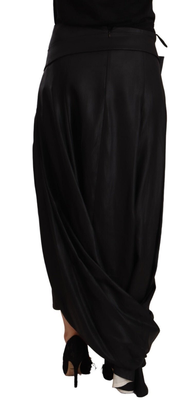Celine Acetate Black High Waist Wrap Style Asymmetric Skirt - RIMODA