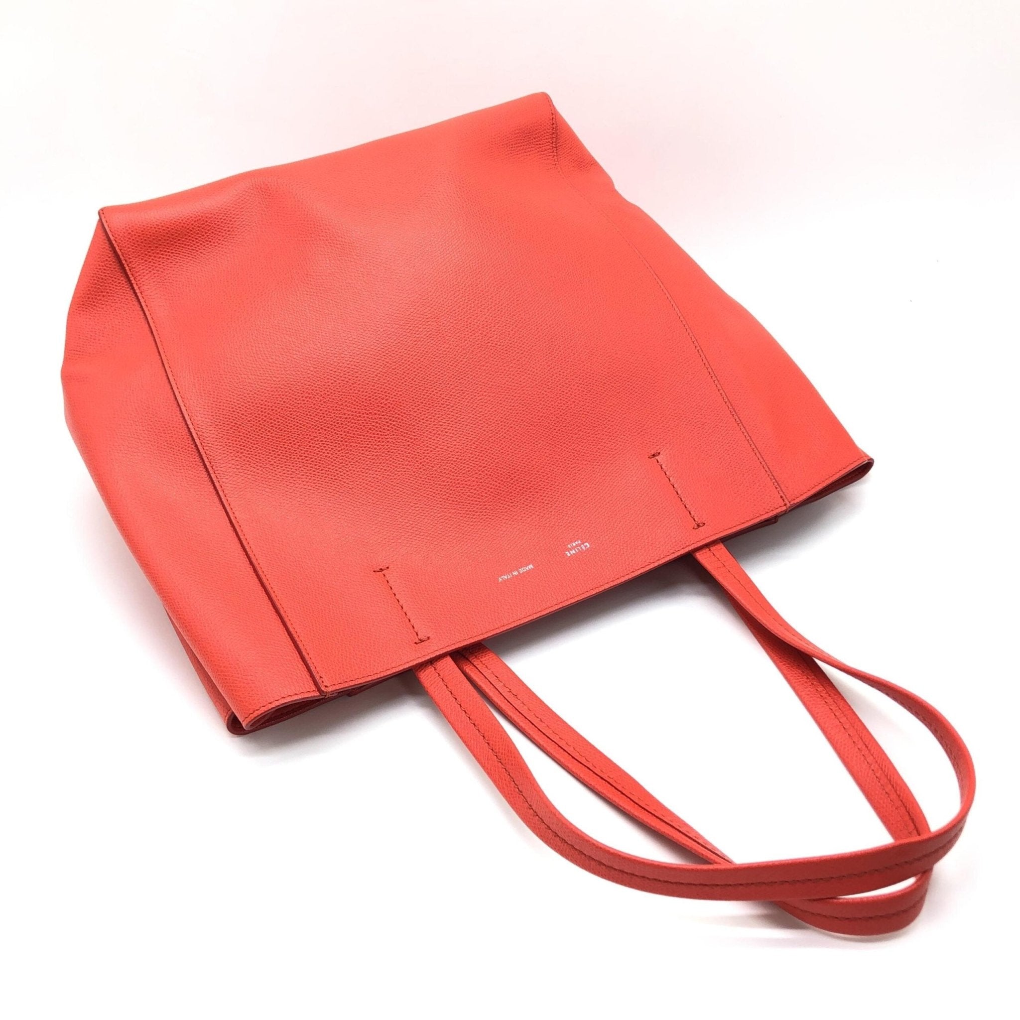 Celine Cabas Phantom Red Pebbled Leather Tote Bag - RIMODA