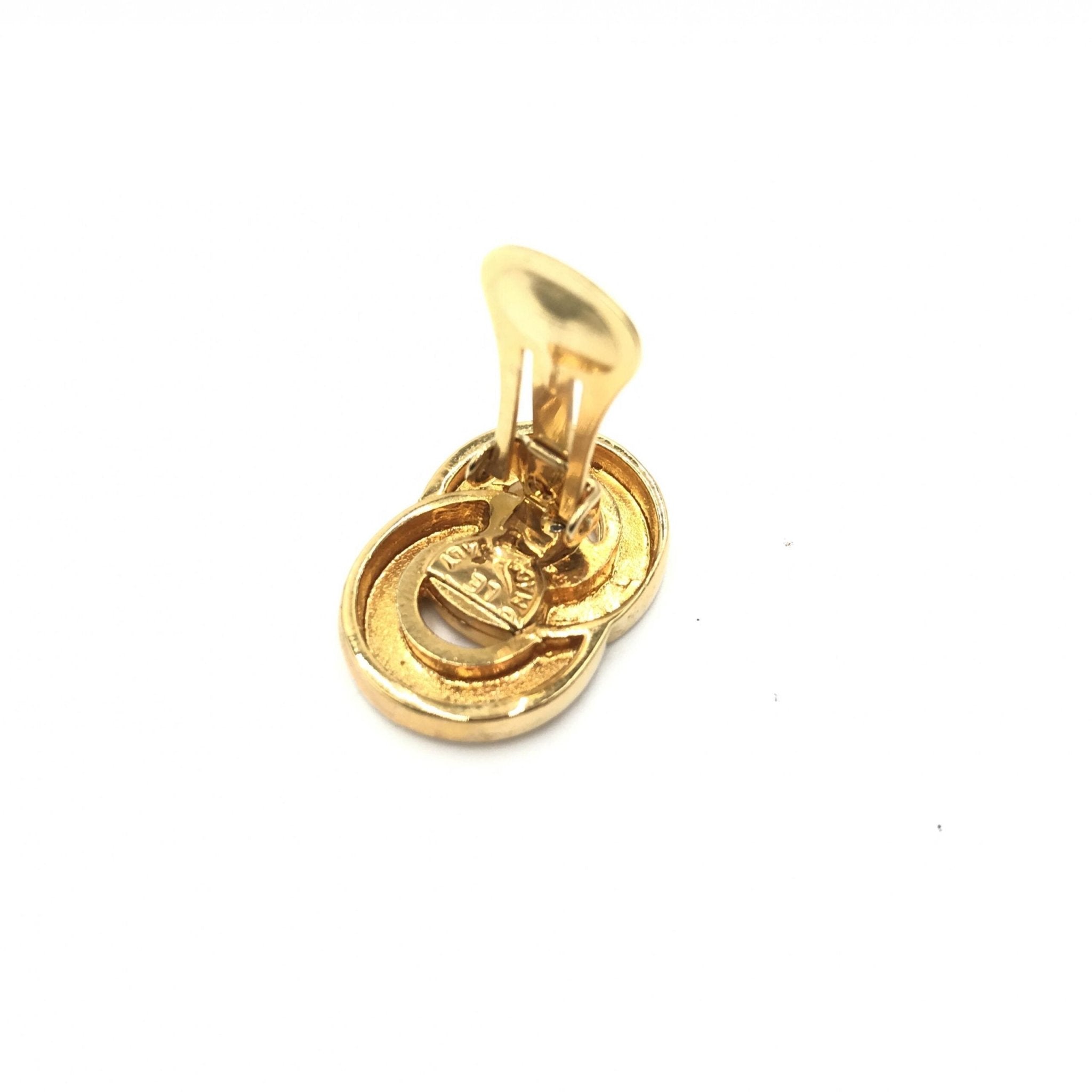 Celine Gold Tone Double Round Motif Earrings - RIMODA