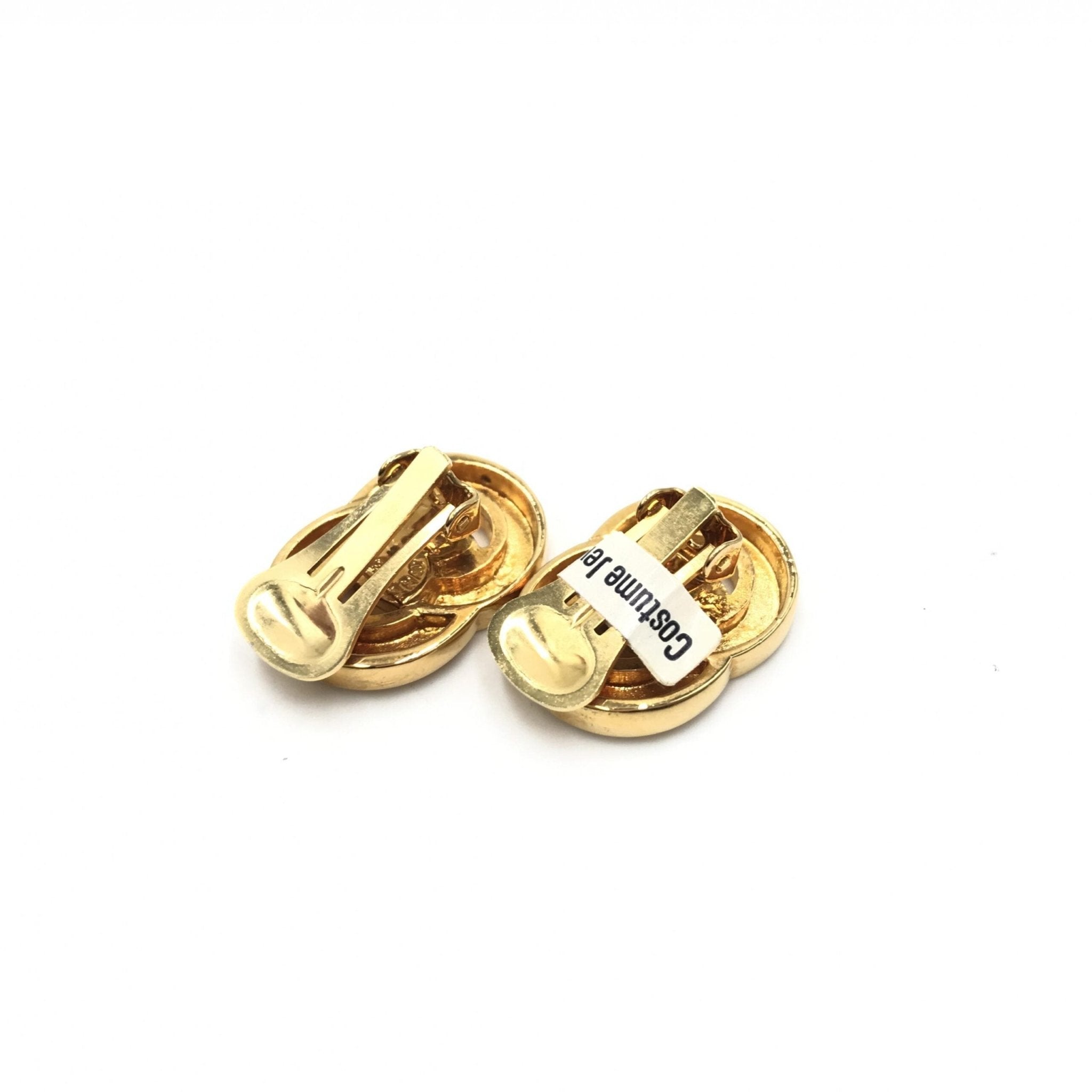 Celine Gold Tone Double Round Motif Earrings - RIMODA