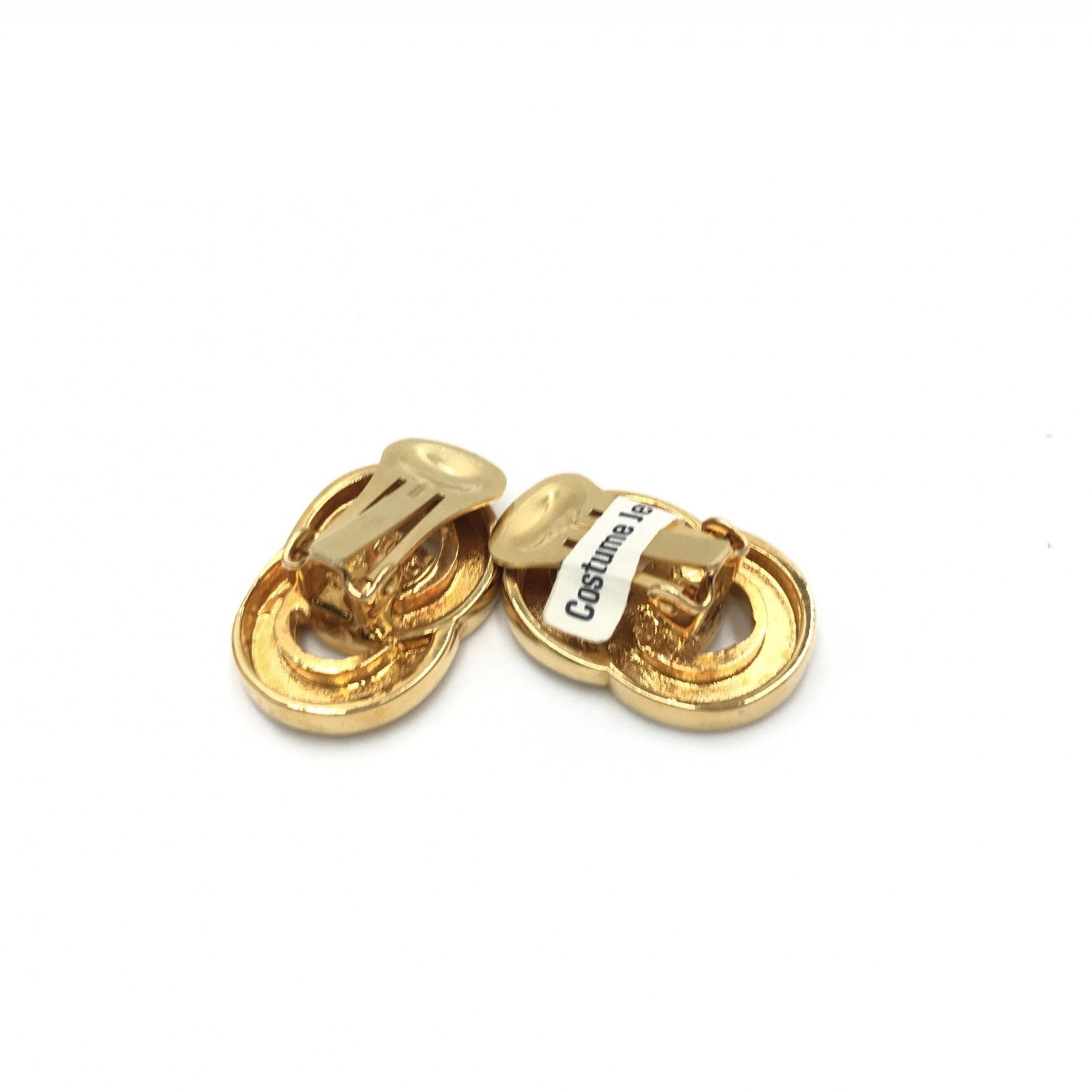 Celine Gold Tone Double Round Motif Earrings - RIMODA