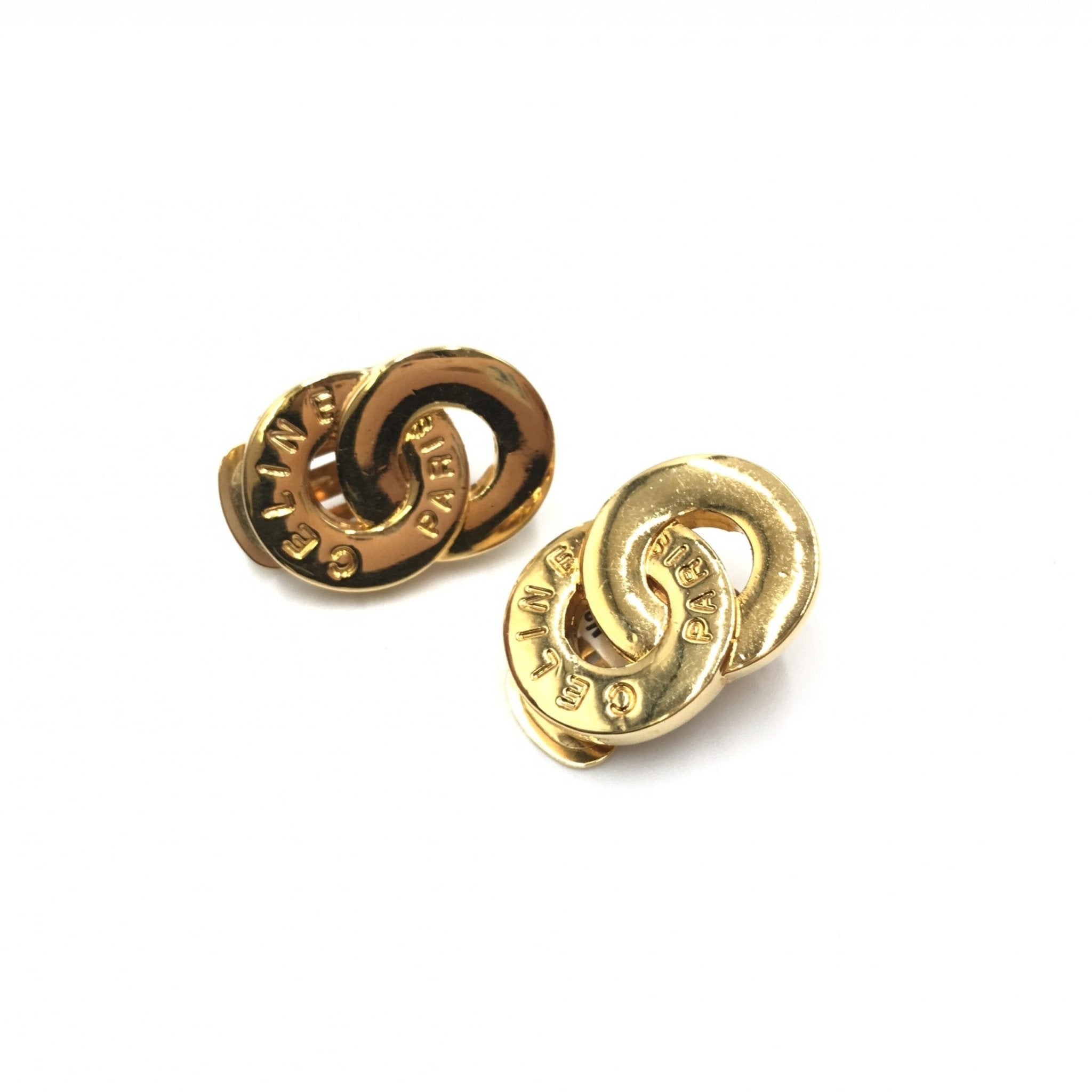 Celine Gold Tone Double Round Motif Earrings - RIMODA