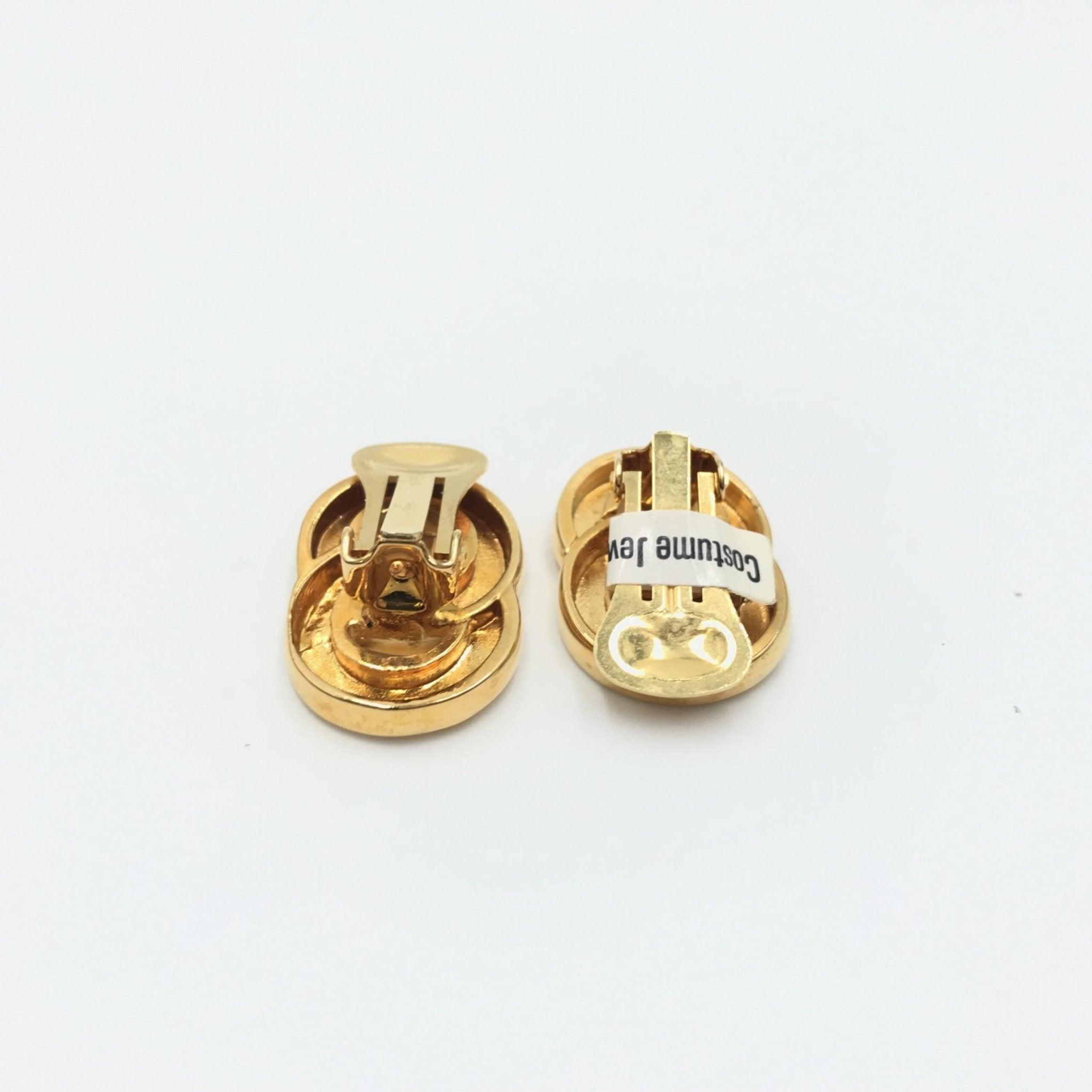 Celine Gold Tone Double Round Motif Earrings - RIMODA