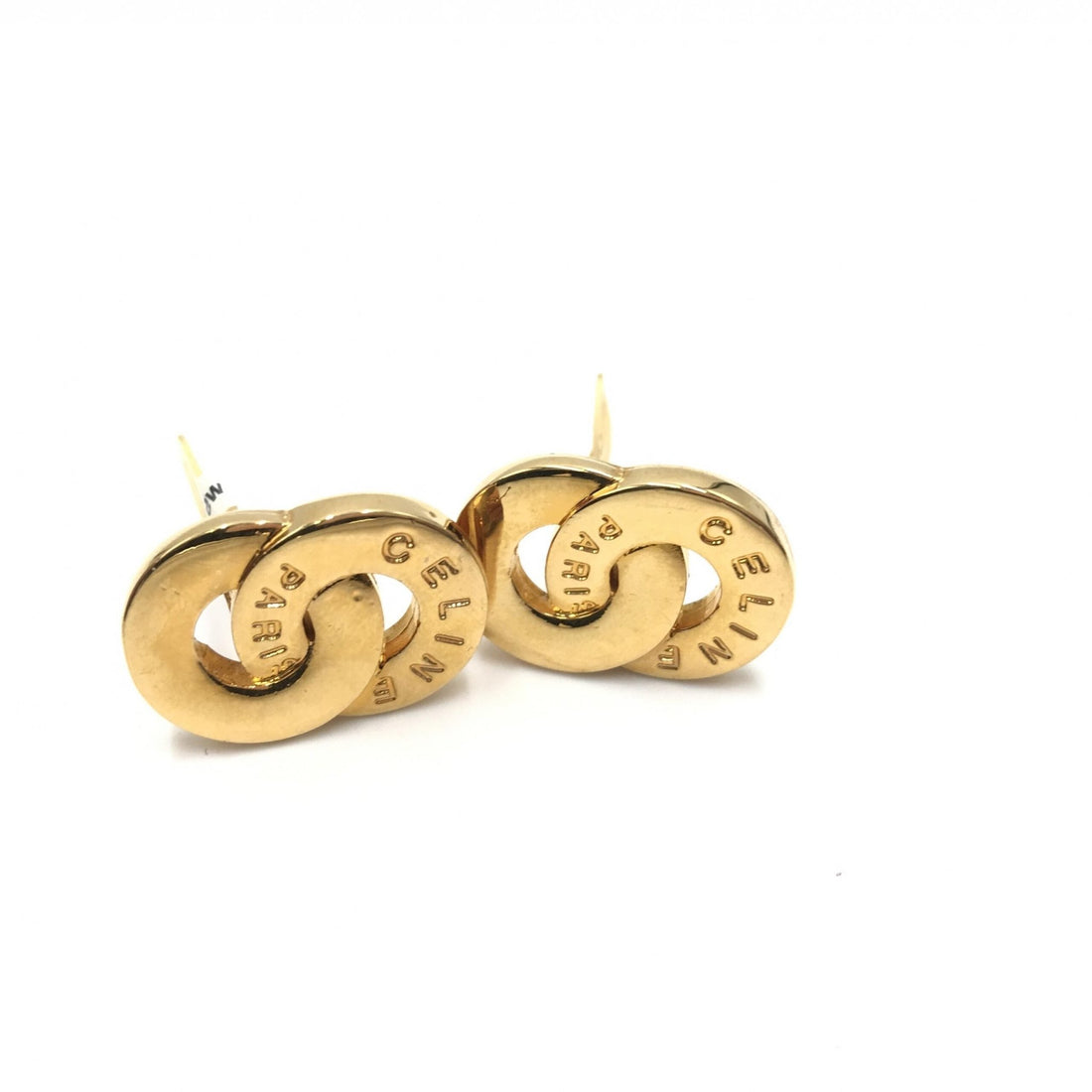Celine Gold Tone Double Round Motif Earrings - RIMODA