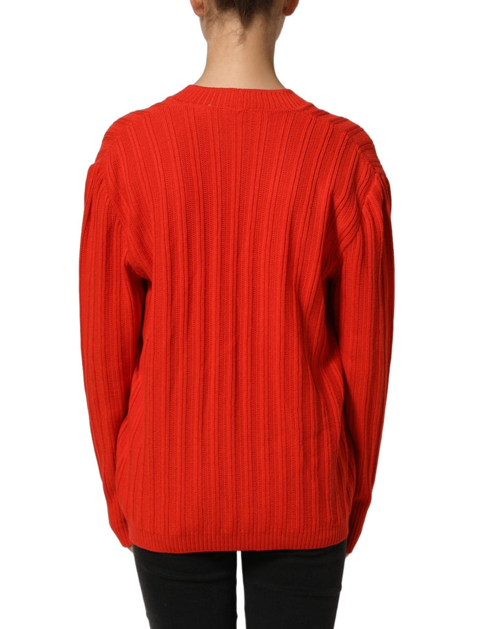 Celine Red Wool Knit ButtonEmbellished Cardigan Sweater - RIMODA