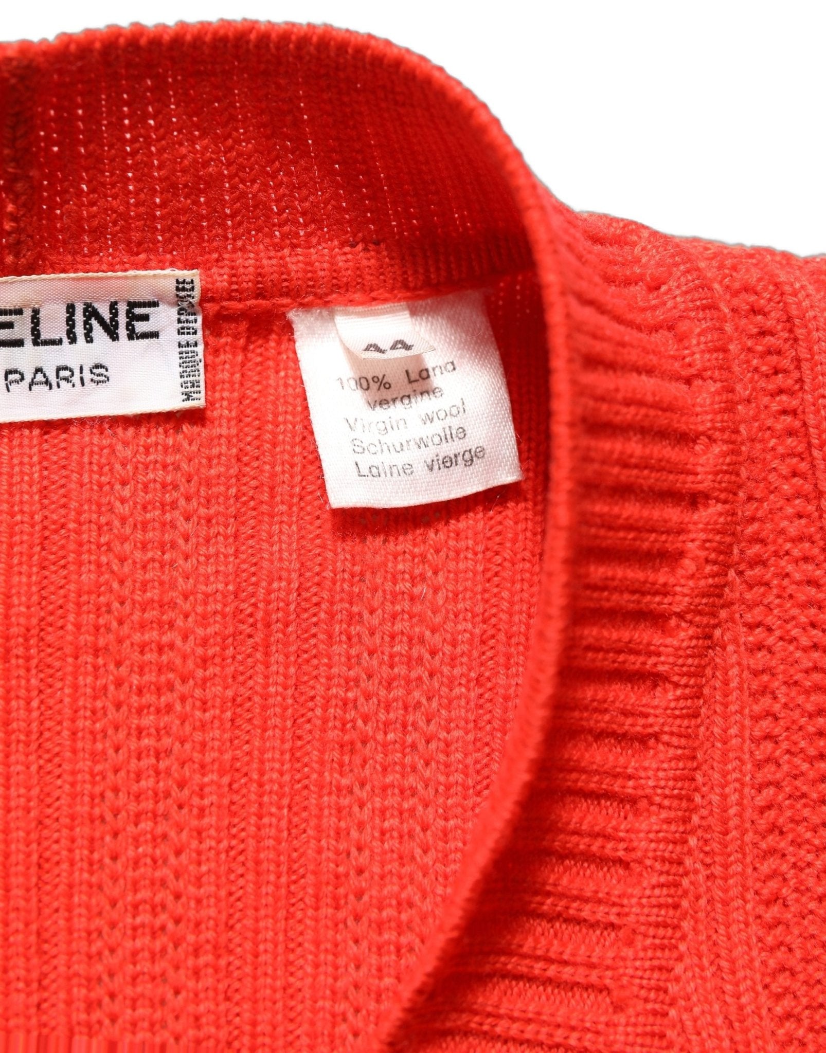 Celine Red Wool Knit ButtonEmbellished Cardigan Sweater - RIMODA