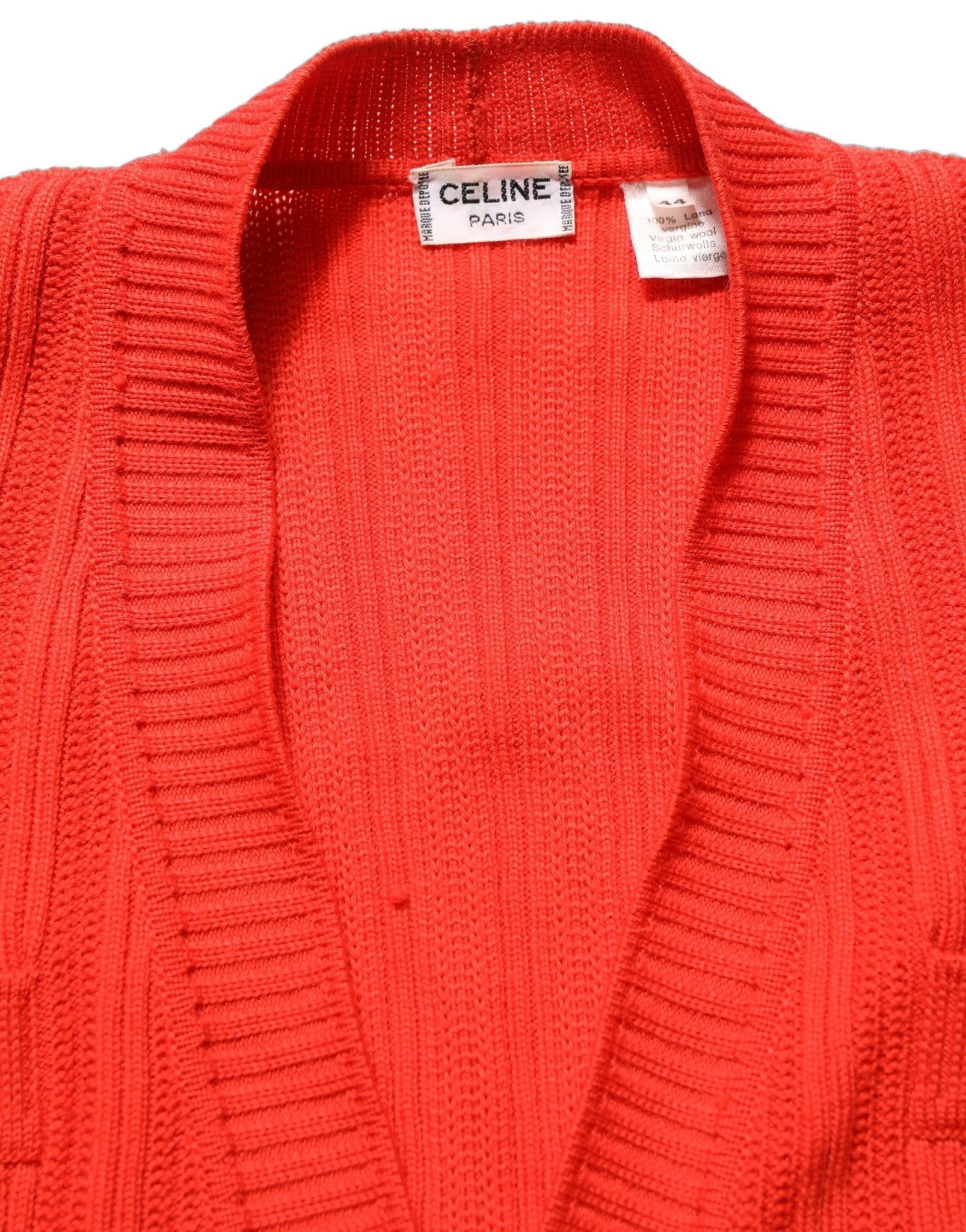 Celine Red Wool Knit ButtonEmbellished Cardigan Sweater - RIMODA