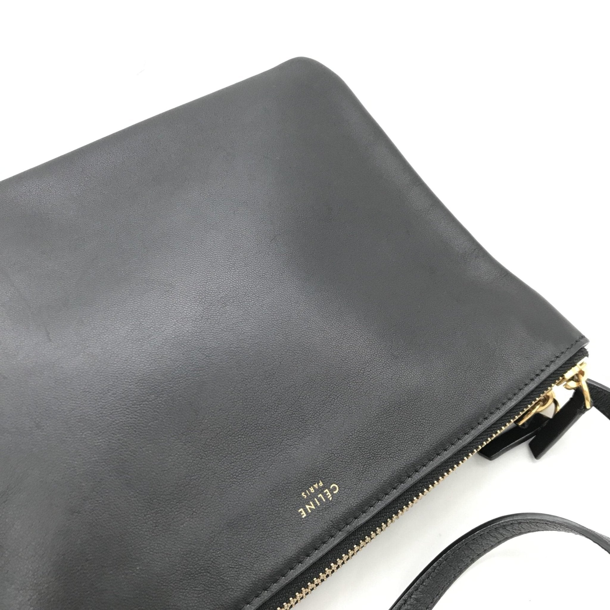 Celine Trio Black Leather Shoulder Bag - RIMODA