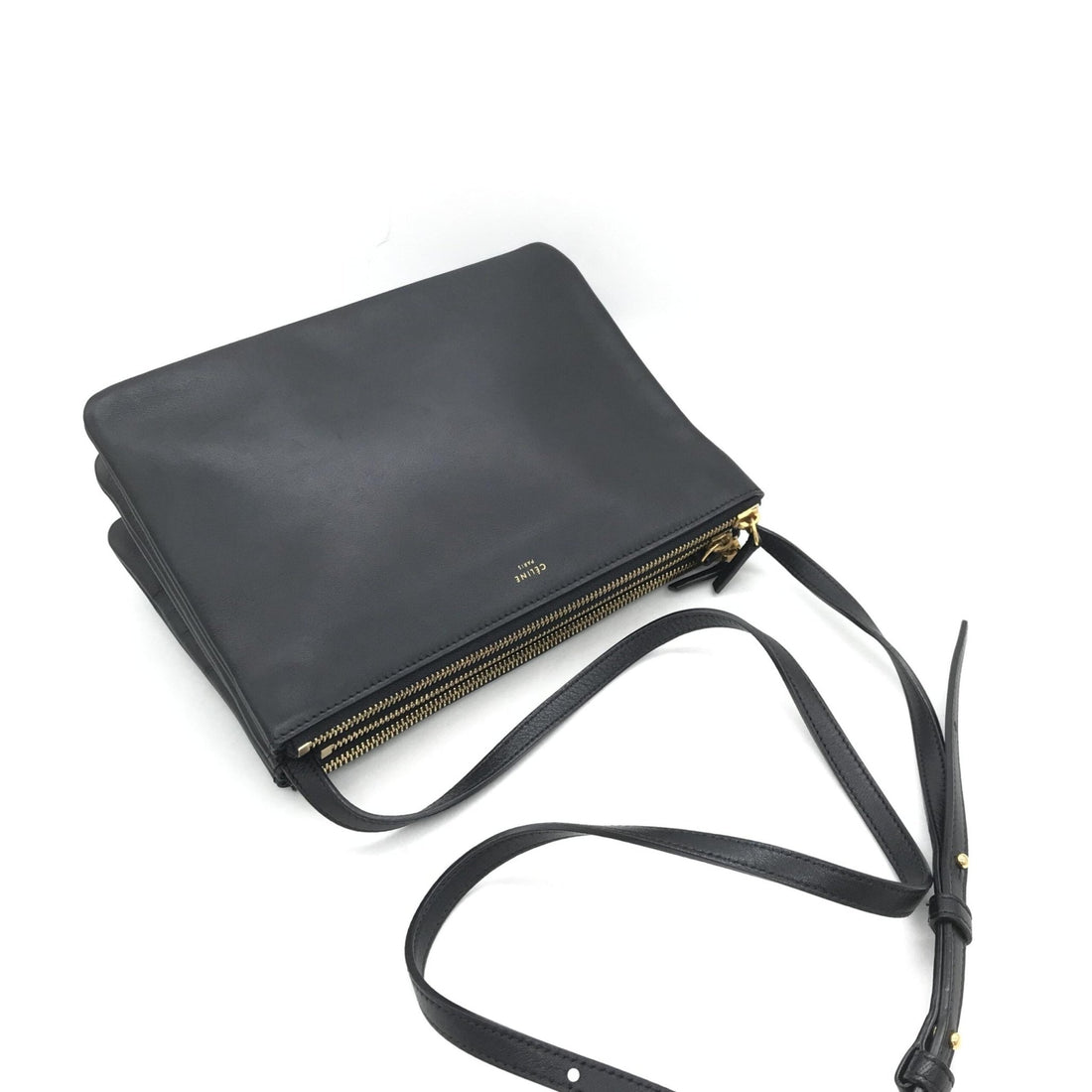 Celine Trio Black Leather Shoulder Bag - RIMODA