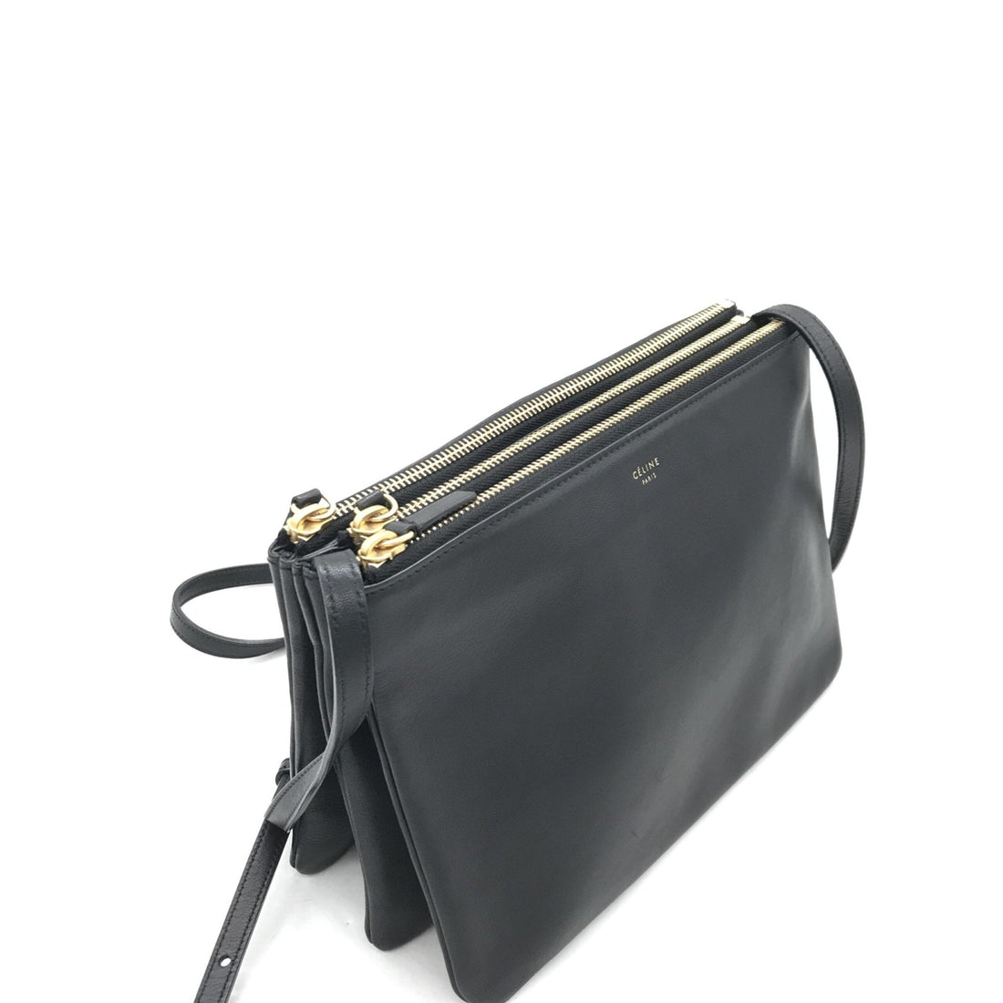 Celine Trio Black Leather Shoulder Bag - RIMODA