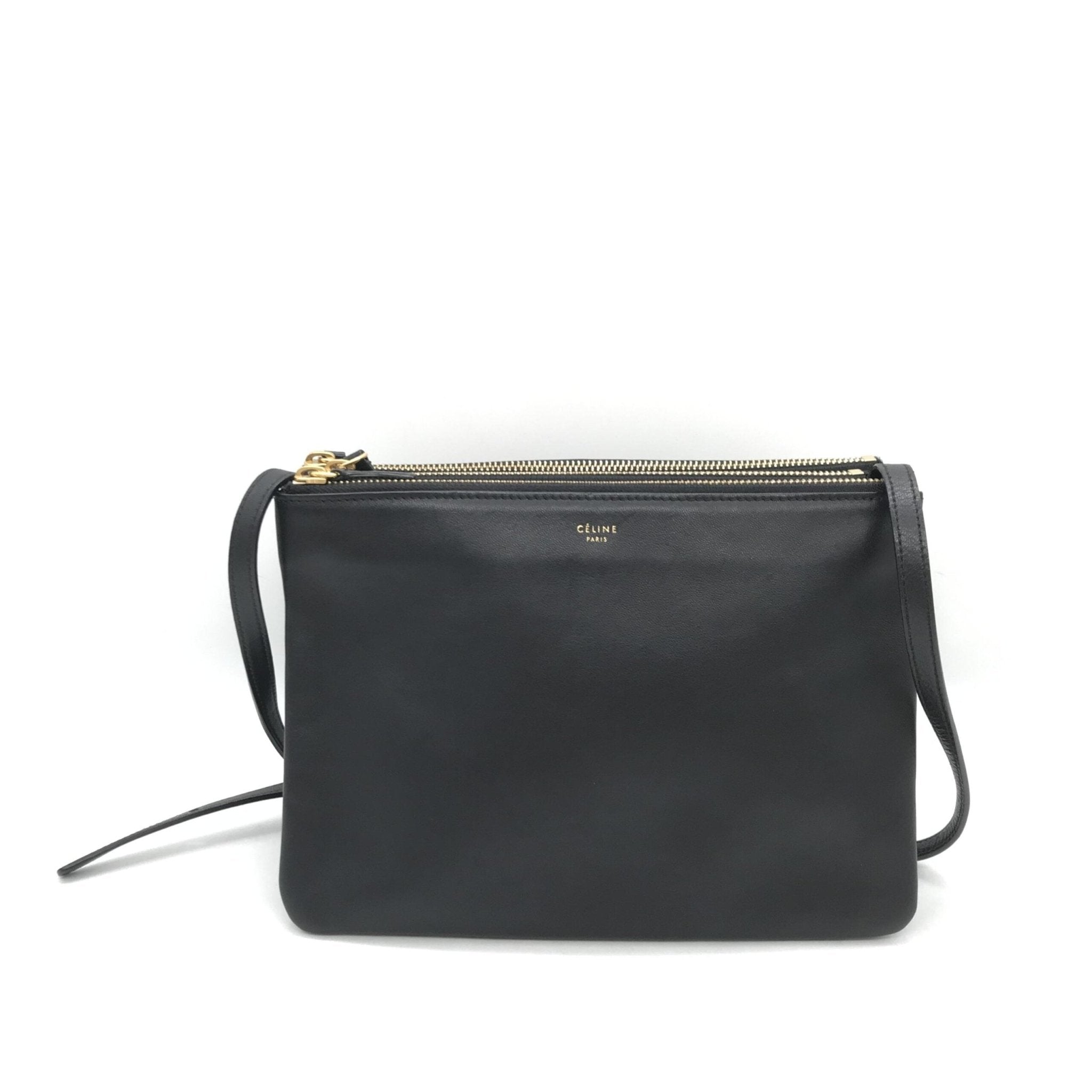 Celine Trio Black Leather Shoulder Bag - RIMODA