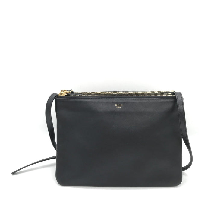 Celine Trio Black Leather Shoulder Bag - RIMODA