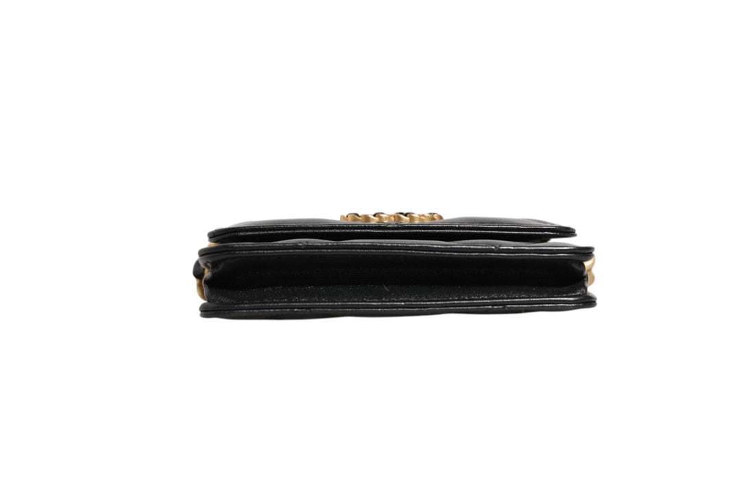 Chanel 19 Flap Coin Purse Quilted Leather Black Crossbody - RIMODA