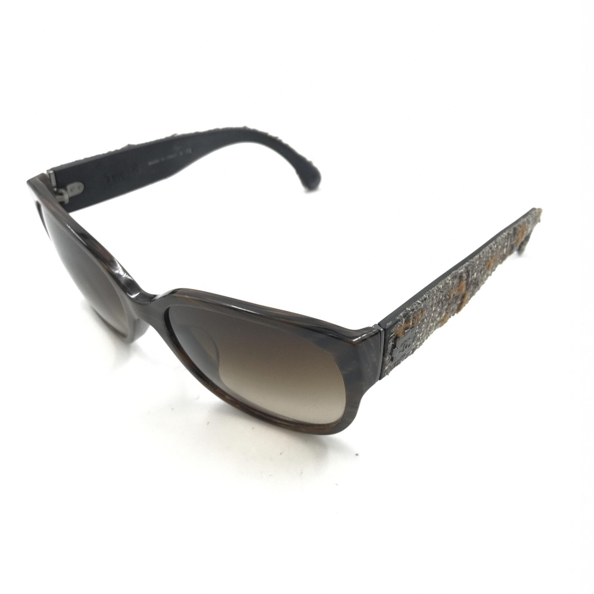 Chanel Brown Frame With Tweed Accents Sunglasses - RIMODA
