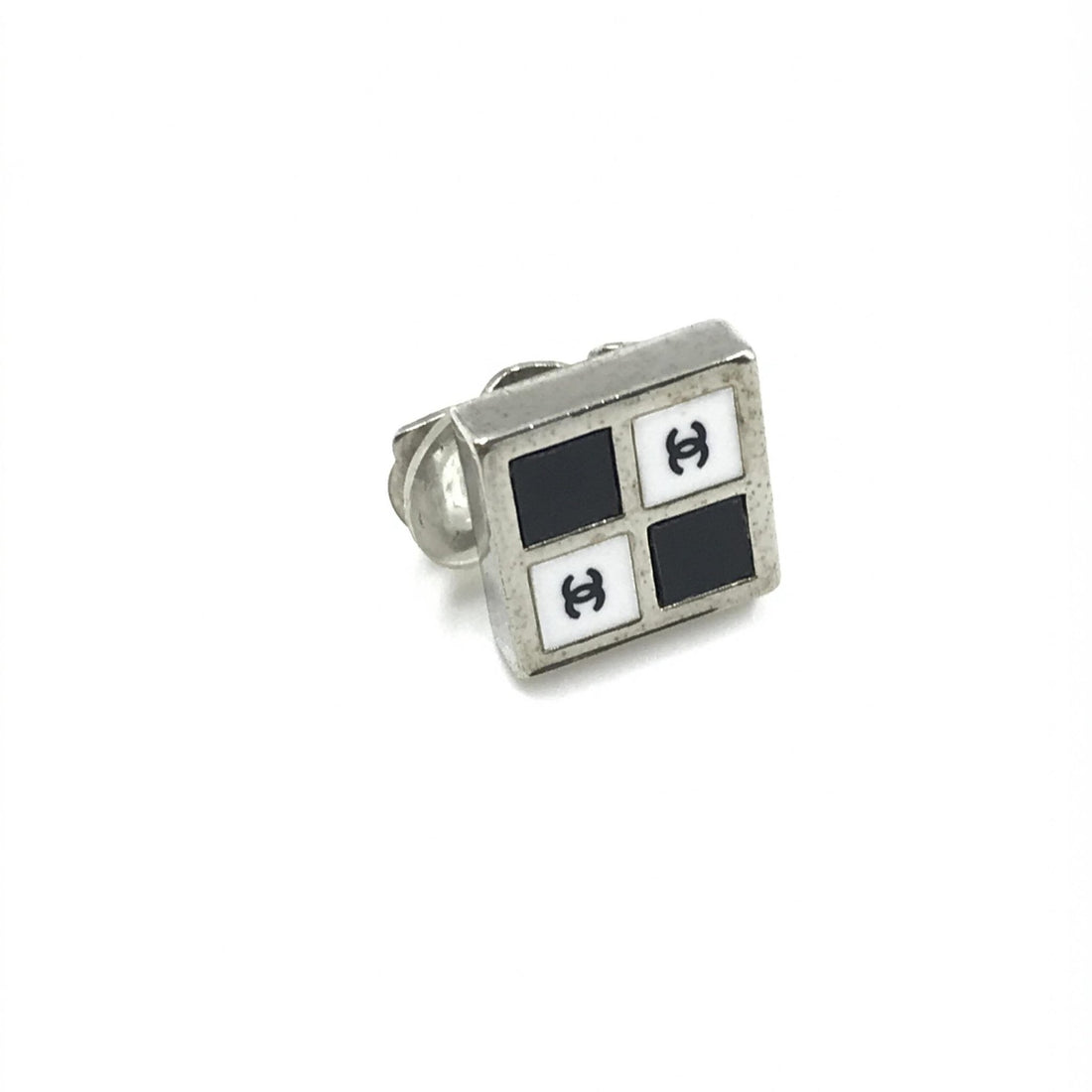 Chanel Coco Mark Earrings Black/White/Silver - RIMODA