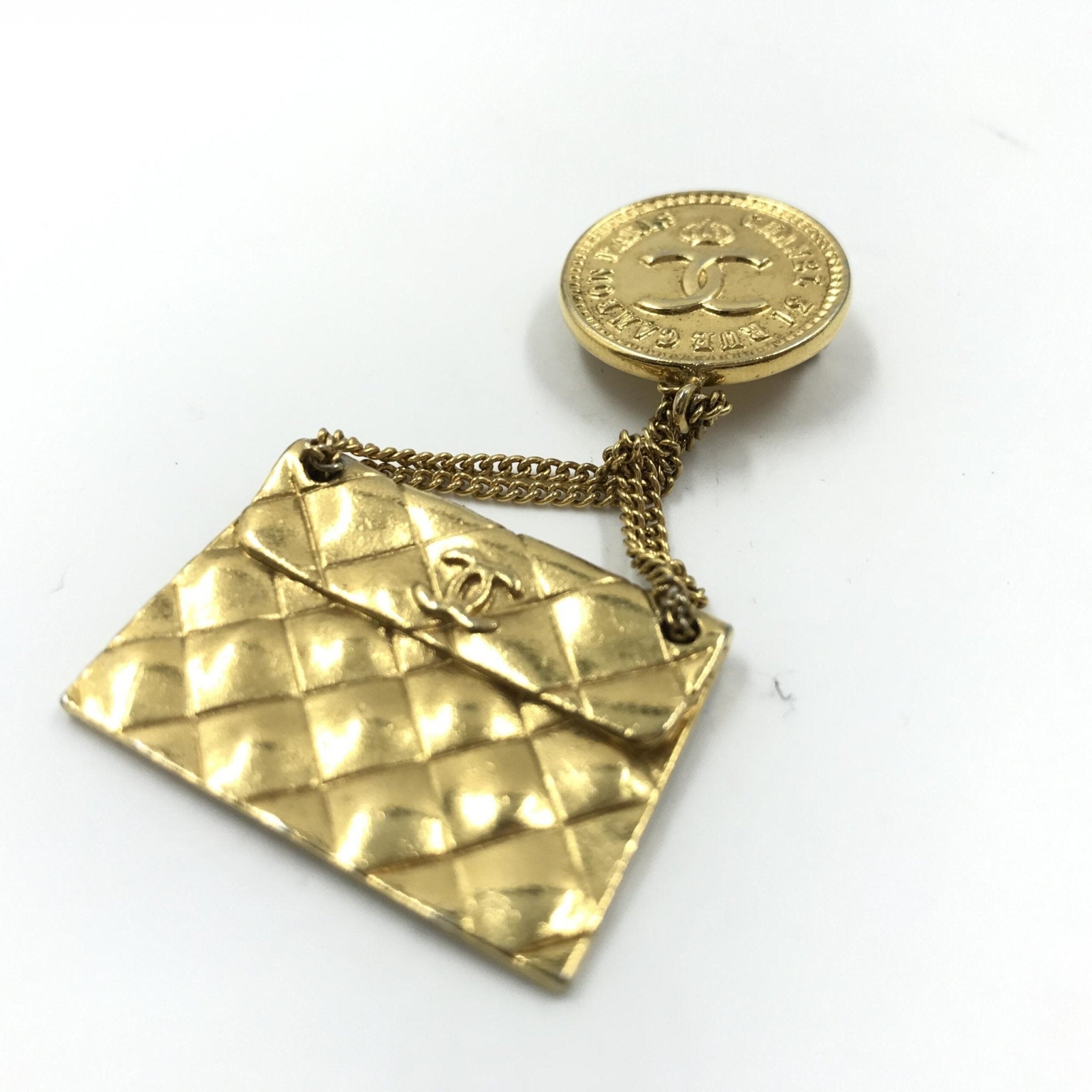 Chanel Gold Plated Bag Motif Brooch - RIMODA