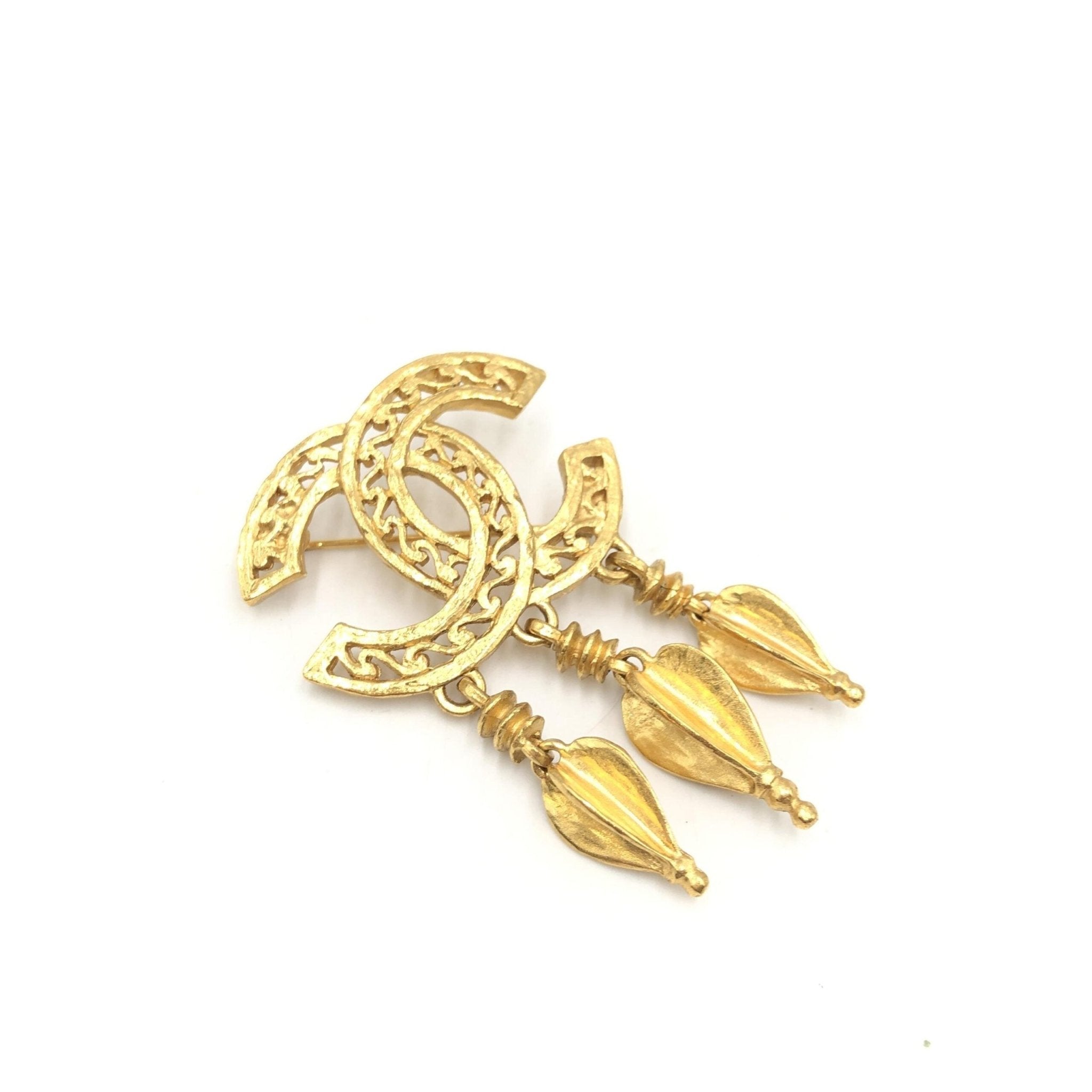 Chanel Gold Plated CC Logo Brooch - RIMODA