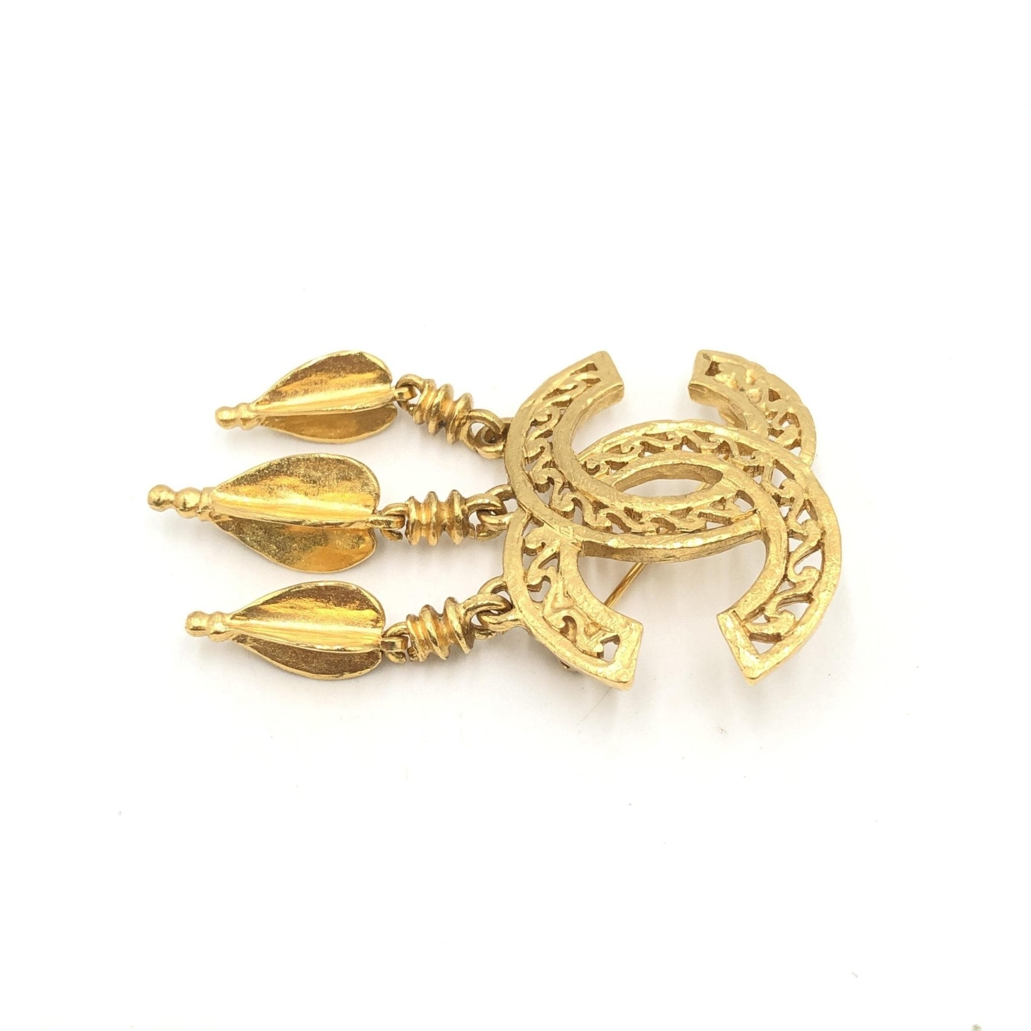 Chanel Gold Plated CC Logo Brooch - RIMODA