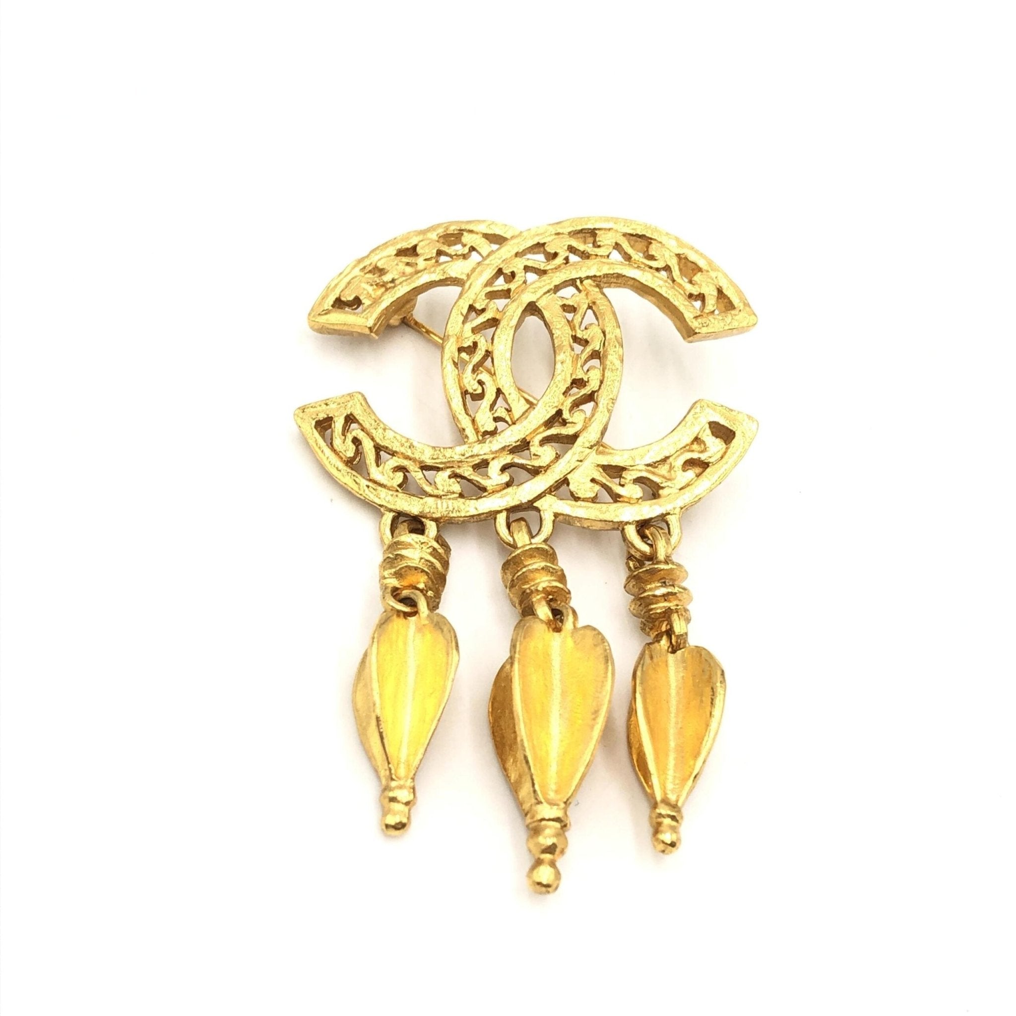 Chanel Gold Plated CC Logo Brooch - RIMODA