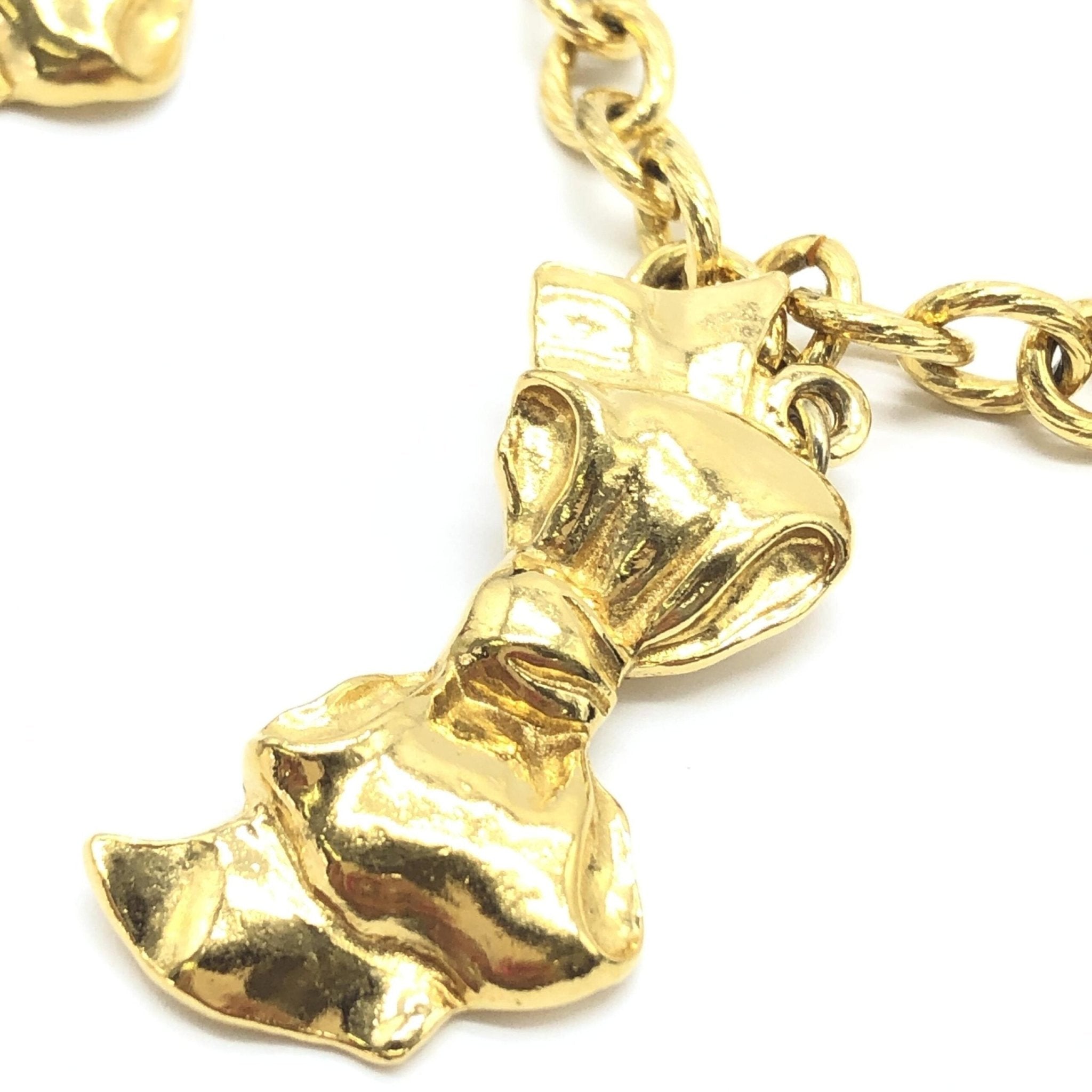Chanel Gold Plated Chain Necklace With Bow Charms - RIMODA