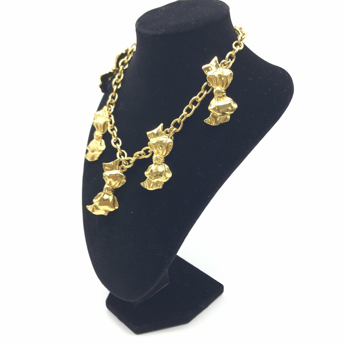 Chanel Gold Plated Chain Necklace With Bow Charms - RIMODA