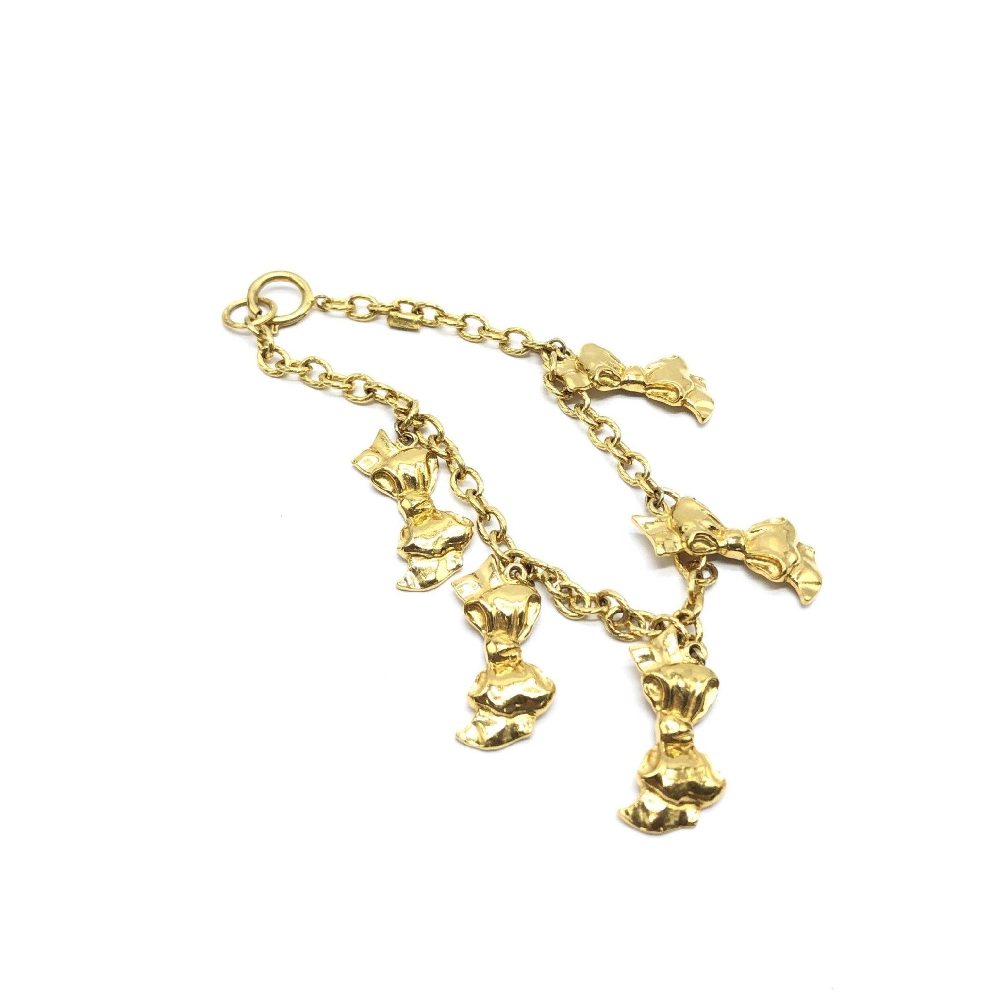 Chanel Gold Plated Chain Necklace With Bow Charms - RIMODA