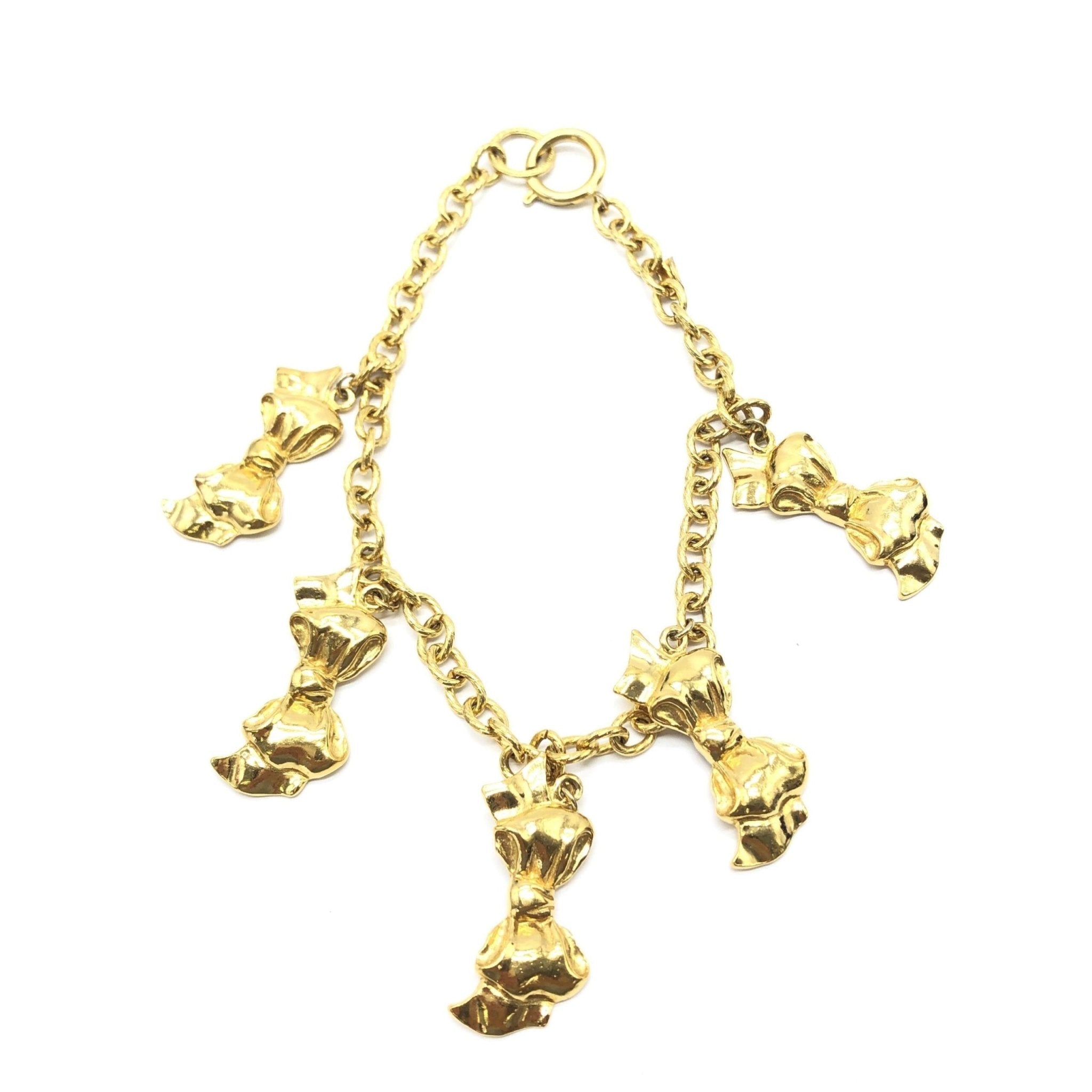 Chanel Gold Plated Chain Necklace With Bow Charms - RIMODA