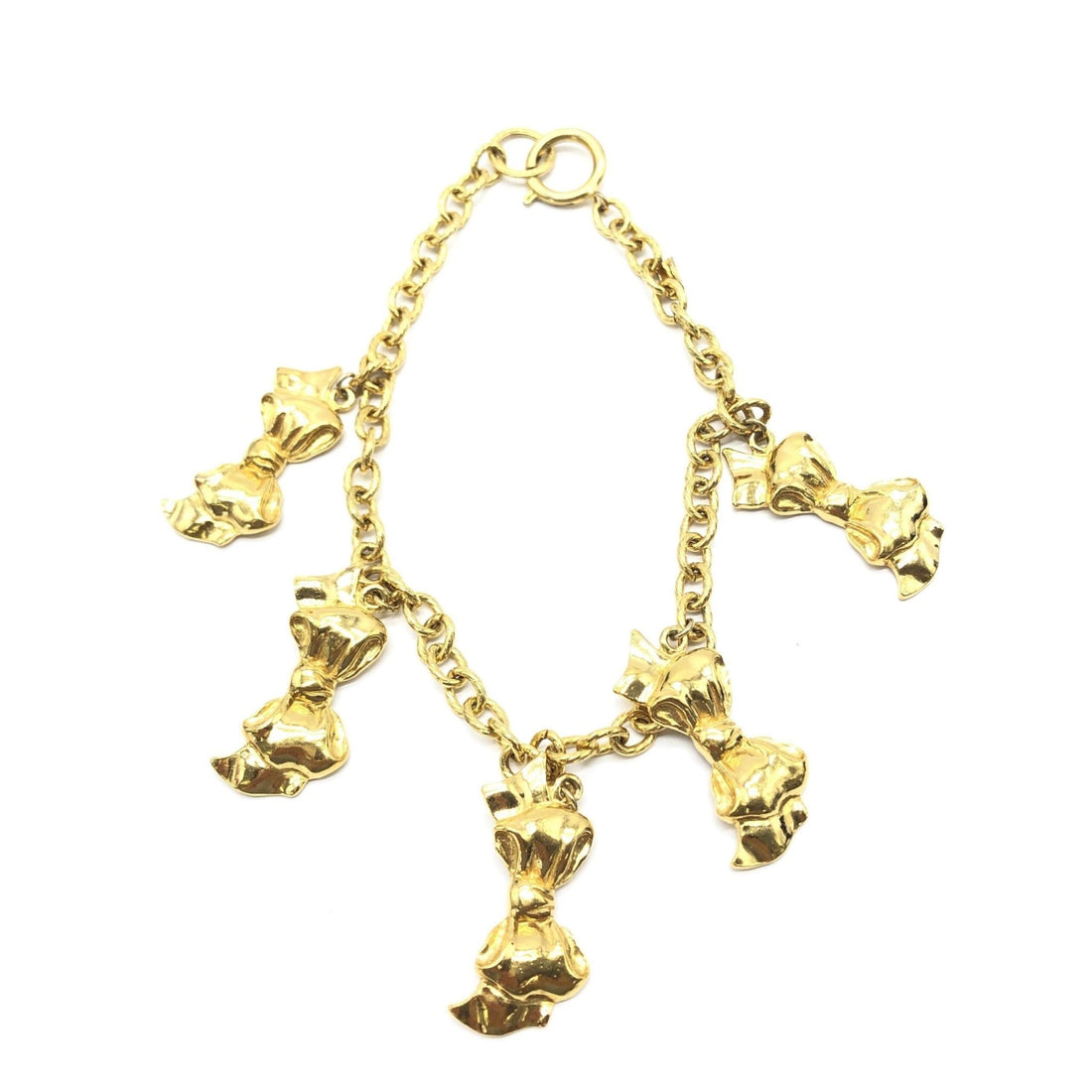 Chanel Gold Plated Chain Necklace With Bow Charms - RIMODA