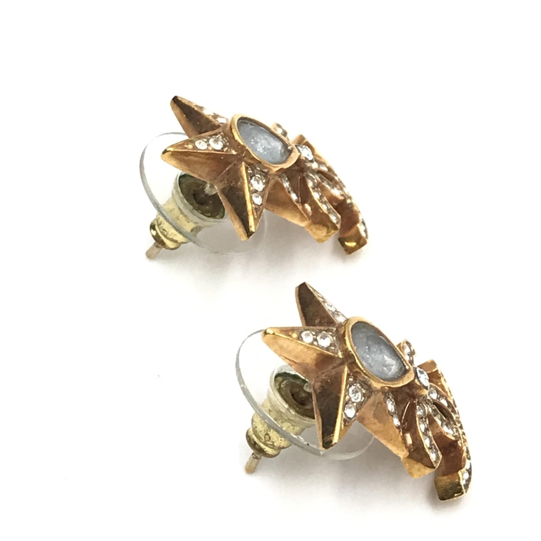 Chanel Gold Plated Star Coco Mark Earrings With Rhinestones - RIMODA
