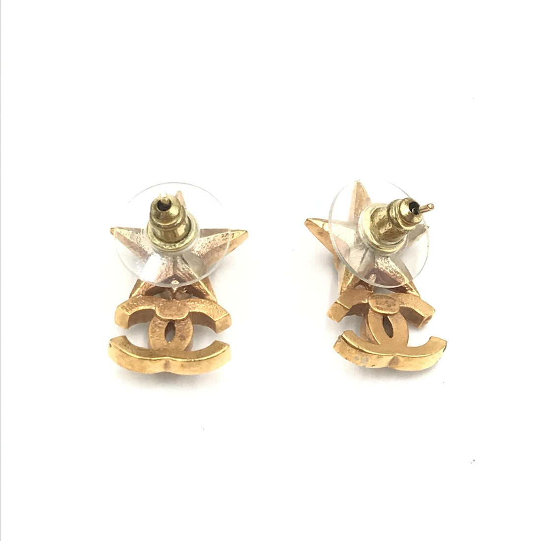 Chanel Gold Plated Star Coco Mark Earrings With Rhinestones - RIMODA