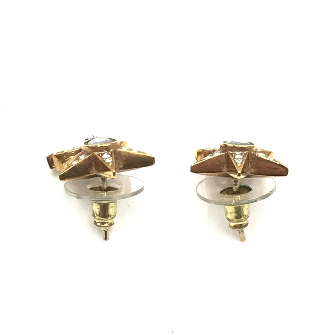 Chanel Gold Plated Star Coco Mark Earrings With Rhinestones - RIMODA