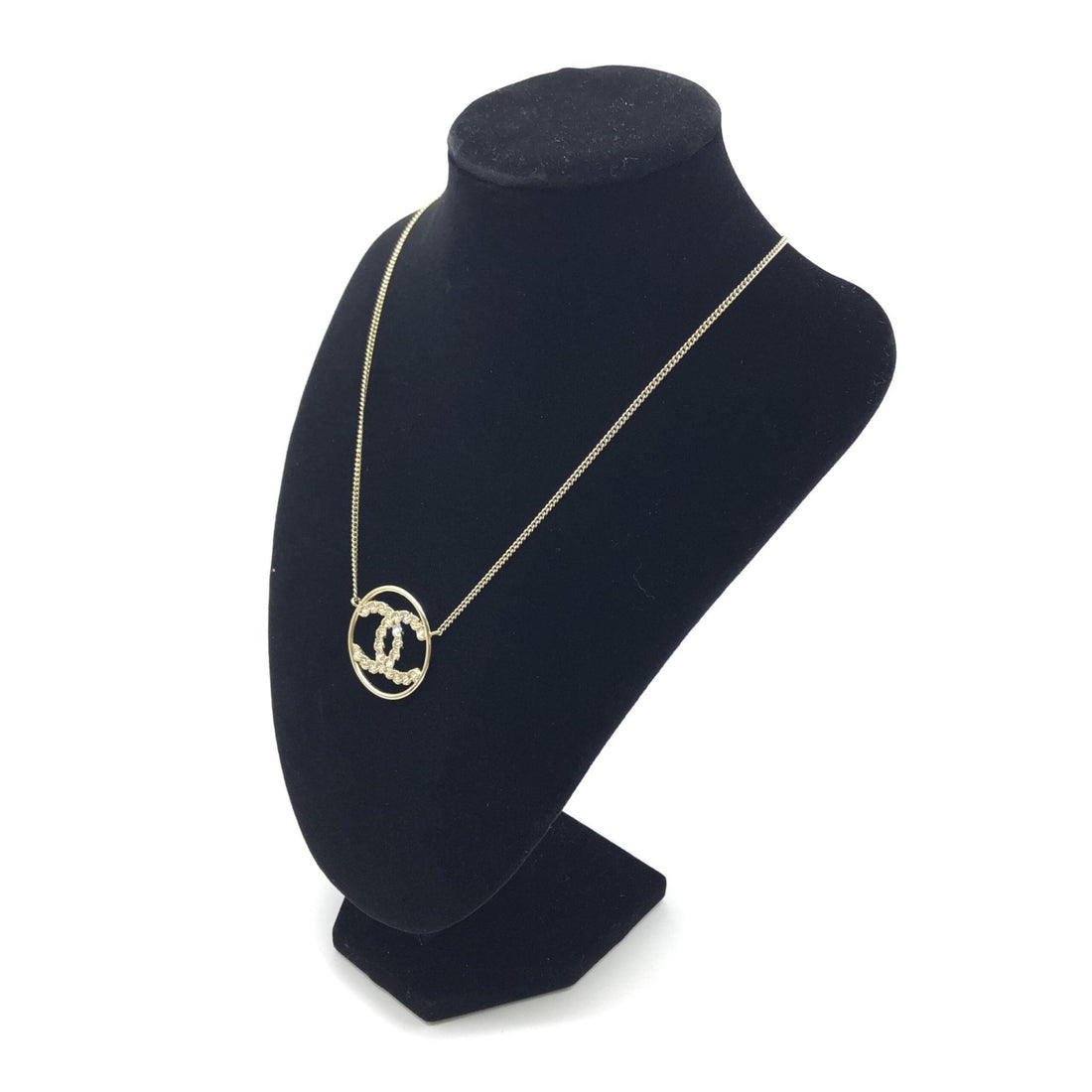 Chanel Gold Tone CC Circle Pendant Necklace - RIMODA