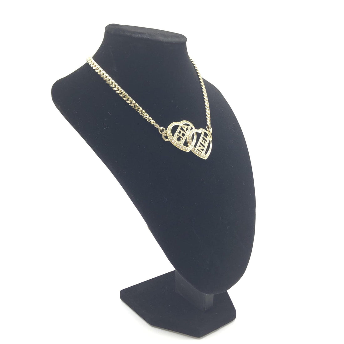Chanel Gold Tone Heart Choker Necklace With Logo - RIMODA