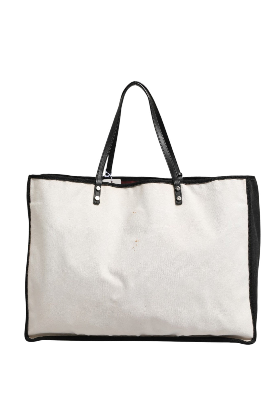 Chanel Ladies First White and Black Canvas Shopper Tote Bag - RIMODA