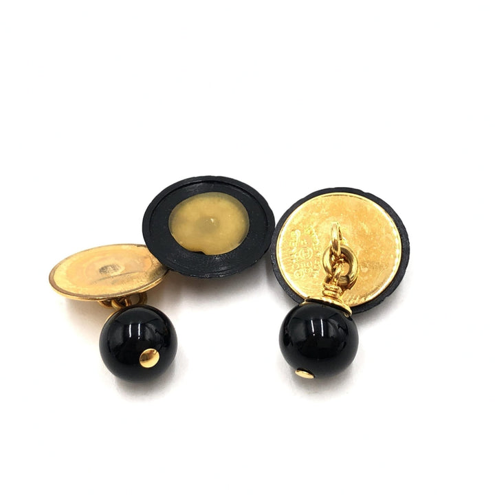 Chanel Matelasse Coco Mark Black Plastic Cufflinks - RIMODA