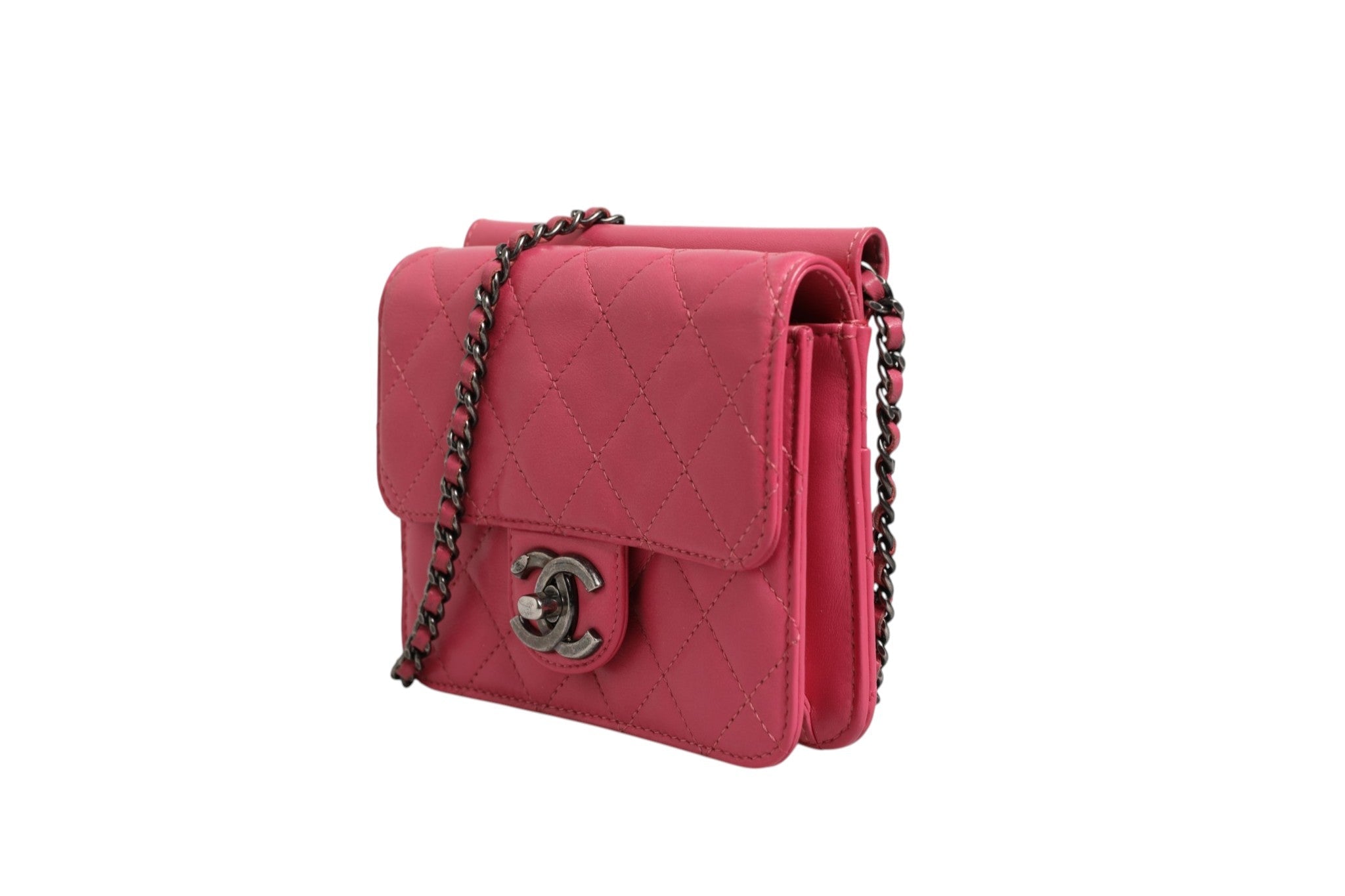 Chanel Pink Quilted Lambskin Leather Classic Square Mini Flap Bag - RIMODA