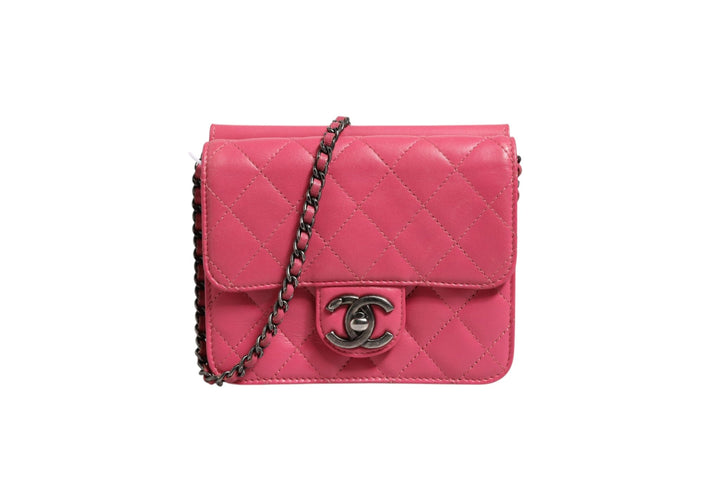 Chanel Pink Quilted Lambskin Leather Classic Square Mini Flap Bag - RIMODA