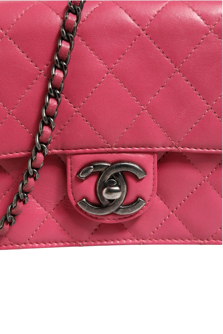 Chanel Pink Quilted Lambskin Leather Classic Square Mini Flap Bag - RIMODA