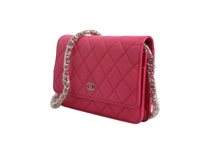 Chanel Pink Quilted Lambskin Wallet On Chain WOC Silver - RIMODA