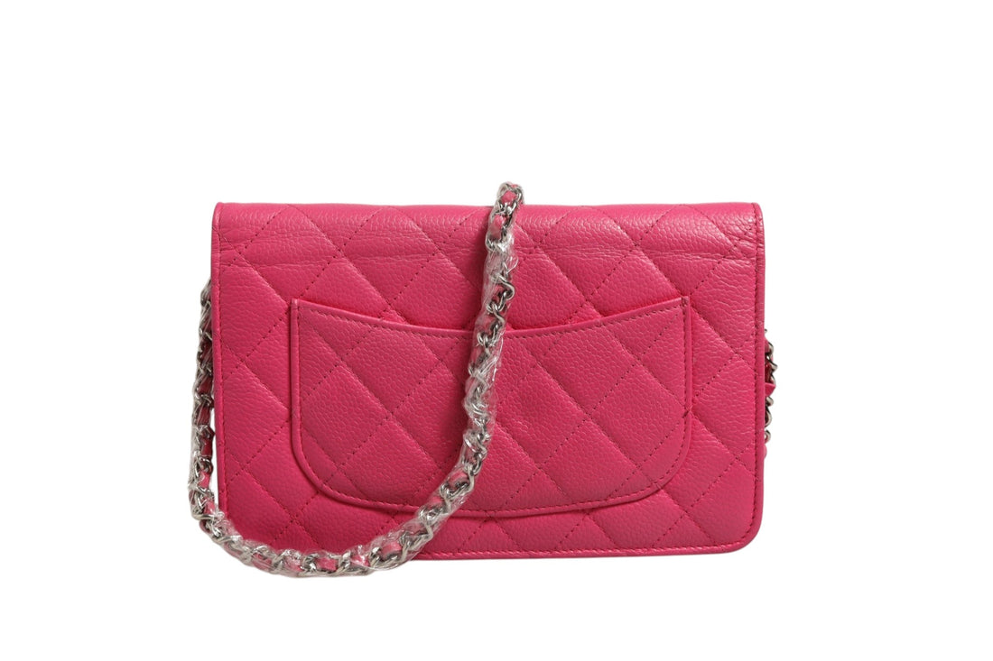 Chanel Pink Quilted Lambskin Wallet On Chain WOC Silver - RIMODA