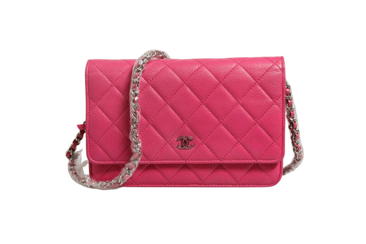 Chanel Pink Quilted Lambskin Wallet On Chain WOC Silver - RIMODA