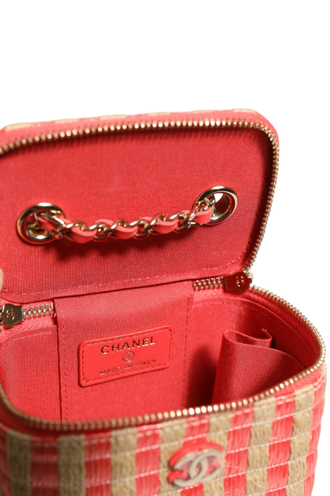 Chanel Raffia Jute Striped Mini Vanity Case - RIMODA