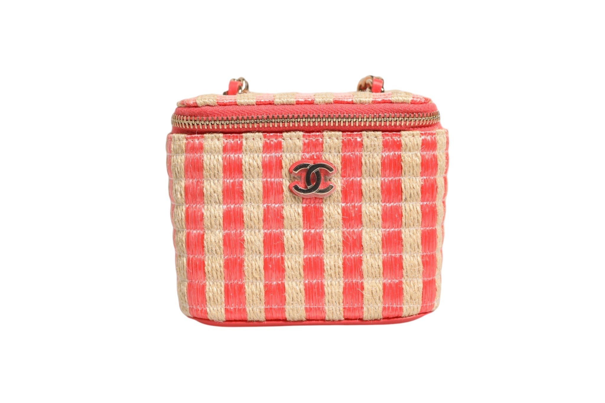Chanel Raffia Jute Striped Mini Vanity Case - RIMODA