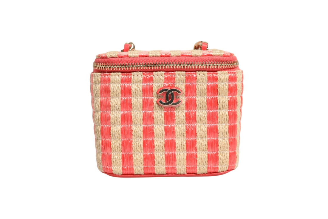 Chanel Raffia Jute Striped Mini Vanity Case - RIMODA
