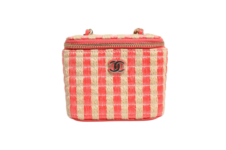 Chanel Raffia Jute Striped Mini Vanity Case - RIMODA